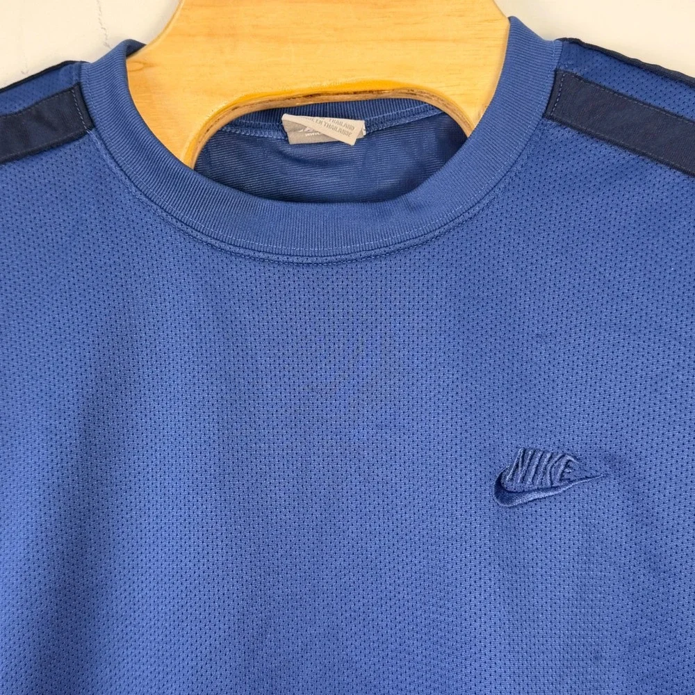 Vintage Nike Training Track Top Mens Large Blue Striped Long Sleeve Y2K Vented
